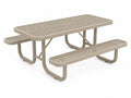 Picknicktisch Gartentisch mit 2 festen Sitzbänken 183 x 147 x 74 cm perforierter pulverbeschichteter Stahl rechteckig Beige