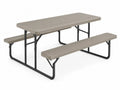 3-teilige Bierbankgarnitur mit Gartentisch und 2 Bänken klappbar 180 x 75 x 74 cm HDPE Stahl Taupe Schwarz