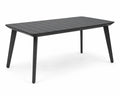 Gartentisch rechteckig 180 x 90 x 74 cm Aluminium Schwarz mit Lamellentischplatte