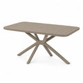 Gartentisch rechteckig 200 x 100 x 75 cm Aluminium Taupe mit Lamellentischplatte und Kreuzgestell