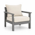 Gartensessel mit Armlehnen rechteckig Akazienholz Grau Beige mit Polyesterpolstern 78 x 82 x 82 cm