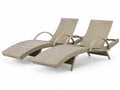 Sonnenliegen 2er Set verstellbar aus PE-Rattan mit Stahlgestell Naturbeige je 198 x 65 x 92 cm