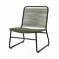 Lounge Gartenstuhl ohne Armlehnen rechteckig Stahlrohr Schwarz Olivgrün mit Polyesterseil 70 x 73 x 78 cm