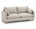 Zweisitzer Sofa rechteckig mit Armlehnen 190 x 88 x 85 cm Polyestergewebe Kautschukholz Beige Hellbraun
