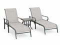Sonnenliegen Set 3-teilig verstellbar mit Beistelltisch rechteckig pulverbeschichteter Stahl Dunkelgrau Hellgrau PVC-beschichtetes Polyester Liege je 180 x 62 x 96 cm Tisch 45 x 45 x 45 cm
