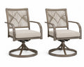 Garten Drehstühle 2er Set mit Armlehnen Stahl PE-Seilgeflecht Polyesterkissen Taupe Naturbeige Creme je 60 x 67 x 90 cm