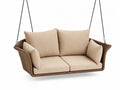 Hängesofa 2 Sitzer aus PE-Rattan mit Stahlrahmen und Polyesterpolstern Braun Beige Schwarz 150 x 80 x 60 cm