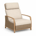 Garten Loungesessel mit Armlehnen Akazienholz Naturbraun Naturbeige Beige mit PE-Rattan und Polyesterkissen 78 x 86 x 98 cm
