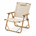 Klappstuhl Gartenstuhl mit Armlehnen aus Akazienholz und Polyester-Oxford Beige Naturbraun 63 x 86 x 92 cm