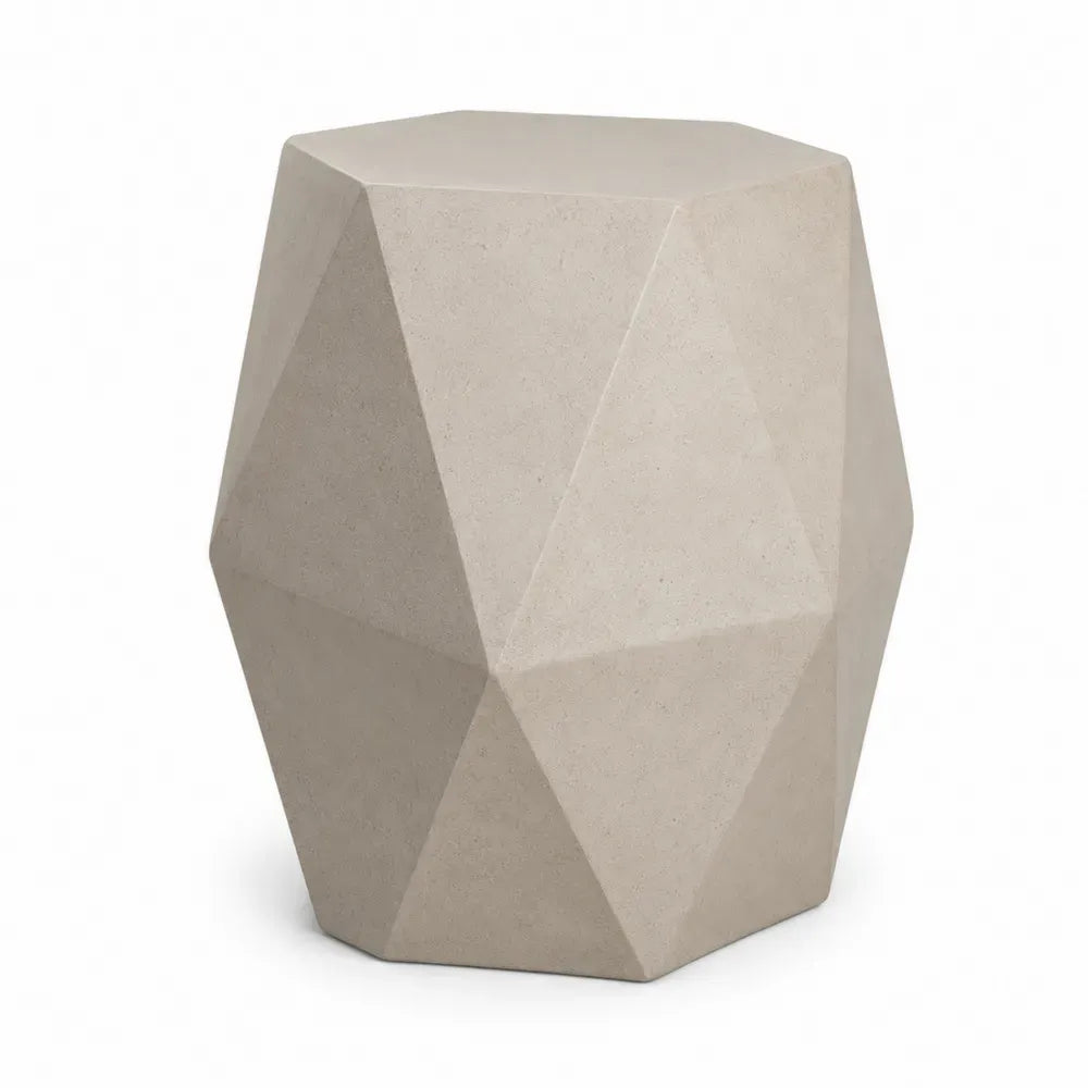 Garten Beistelltisch polygonal 40 x 40 x 46 cm Faserbeton Beige facettiert