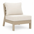 Gartenlounge-Sessel armlos aus HDPE Kunststoff mit Polyesterkissen rechteckig Taupe Cremeweiß 71 x 82 x 88 cm