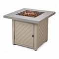 Gas Feuerstelle Gartentisch quadratisch 86 x 86 x 64 cm Zementverbundstoff Stahl Taupe Grau