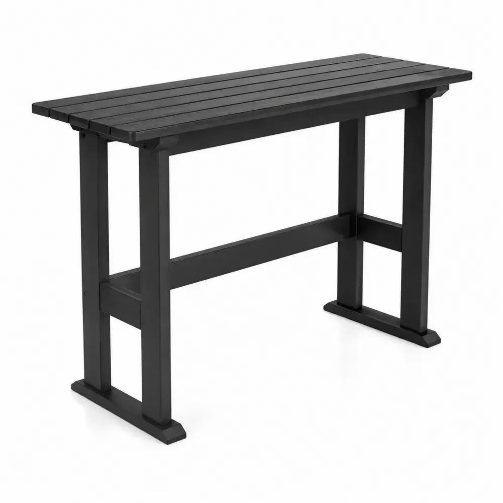 Gartenbartisch Stehtisch rechteckig mit Lamellentischplatte 120 x 45 x 105 cm lackiertes Akazienholz Schwarz
