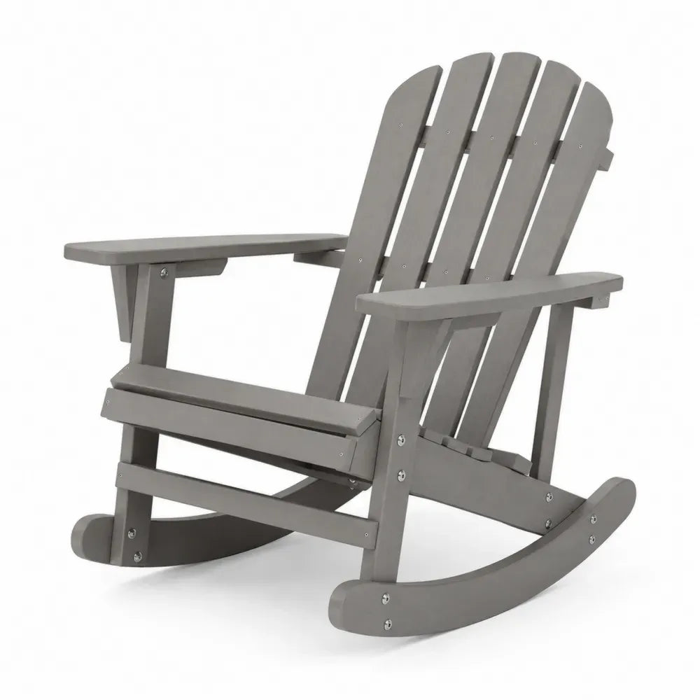 Garten Schaukelstuhl Adirondack mit Armlehnen HDPE-Kunststoff Grau mit Lattenstruktur 75 x 92 x 92 cm