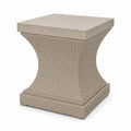 Garten Beistelltisch quadratisch 50 x 50 x 55 cm Faserbeton PE Rattan Stahl Beige Hellgrau